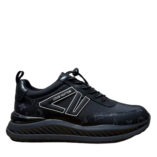 Louis Vuitton Men's Black Fashion Sneakers With Distinctive Branding