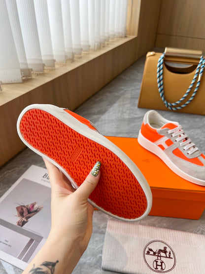 Hermes Women's Sneakers Iconic H Logo Leather Casual Fashion Shoes