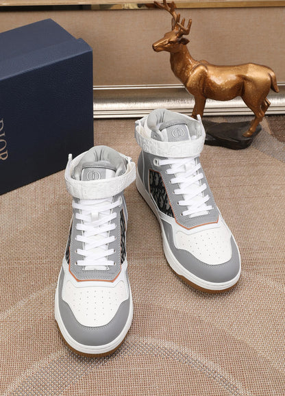 Dior Men's High Top Sneakers with Oblique Pattern and Adjustable Strap
