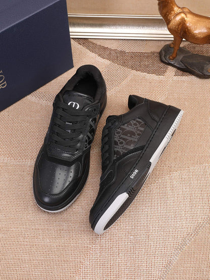 Dior Mens Sneakers Luxury Leather Casual Shoes With Oblique Pattern