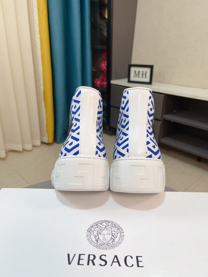 Versace Men's High-Top Sneakers - Luxury Designer Athletic Footwear with Baroque Print & Greek Key