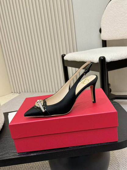 Valentino Women's Pointed Toe Bow High Heels Luxury Patent Leather Pumps