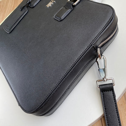 Elegant Black Burberry Briefcase With TB Monogram For Sophisticated Business And Travel Occasions Style No.700112