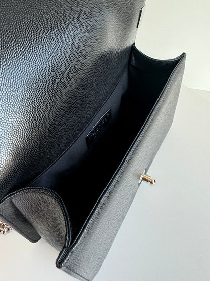 Chanel Black Chevron Quilted Leather Boy Bag With Gunmetal Hardware 67086
