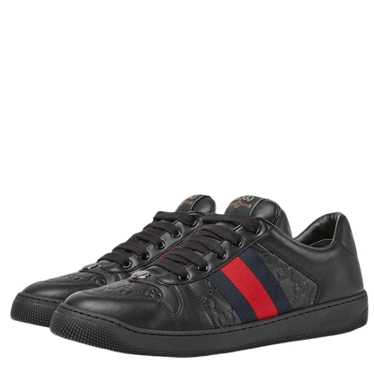 Gucci Unisex Sneakers With Iconic Web Stripes And GG Embossed Leather