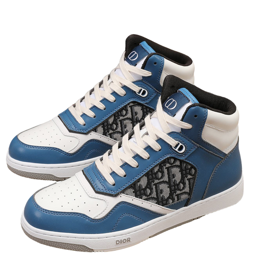 Dior Men's High Top Sneakers with Oblique Pattern and Adjustable Strap