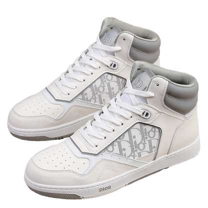 Dior Men's High Top Sneakers with Oblique Pattern and Adjustable Strap
