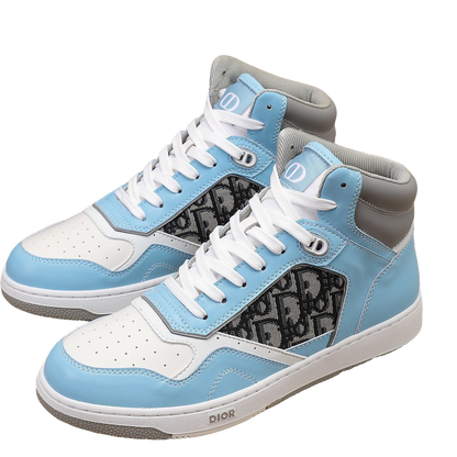 Dior Men's High Top Sneakers with Oblique Pattern and Adjustable Strap