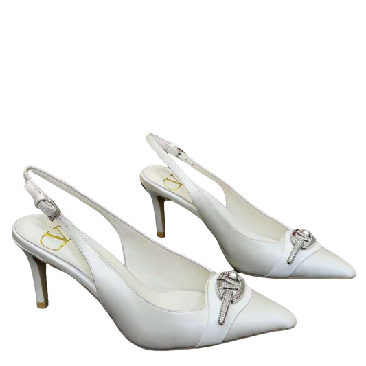 Valentino Women's Pointed Toe Bow High Heels Luxury Patent Leather Pumps