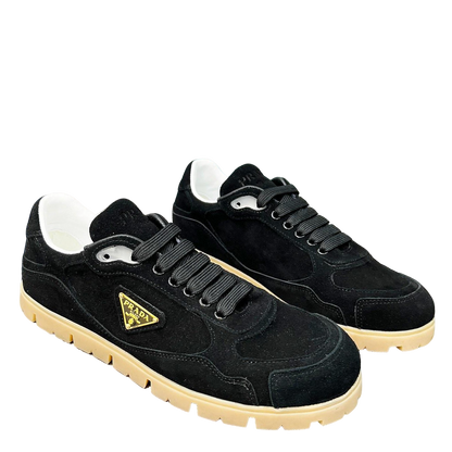 Prada Unisex Sneakers Triangle Logo Suede Luxury Sneakers