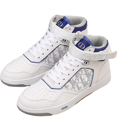 Dior Men's High Top Sneakers with Oblique Pattern and Adjustable Strap