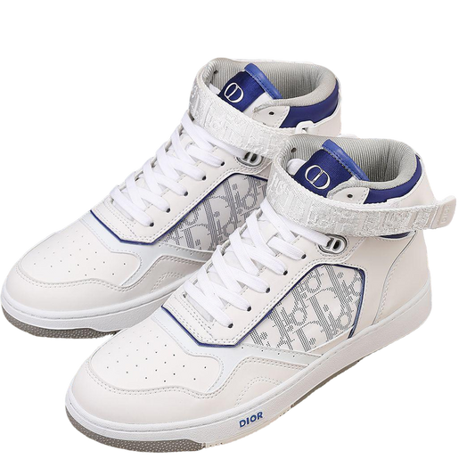 Dior Men's High Top Sneakers with Oblique Pattern and Adjustable Strap