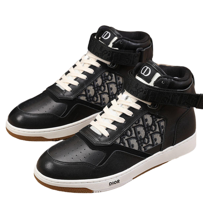 Dior Men's High Top Sneakers with Oblique Pattern and Adjustable Strap