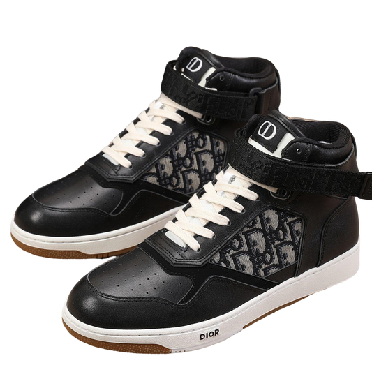 Dior Men's High Top Sneakers with Oblique Pattern and Adjustable Strap