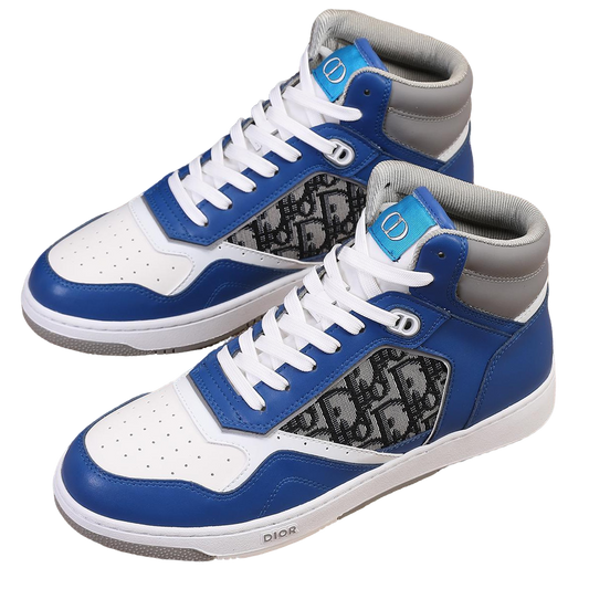 Dior Men's High Top Sneakers with Oblique Pattern and Adjustable Strap
