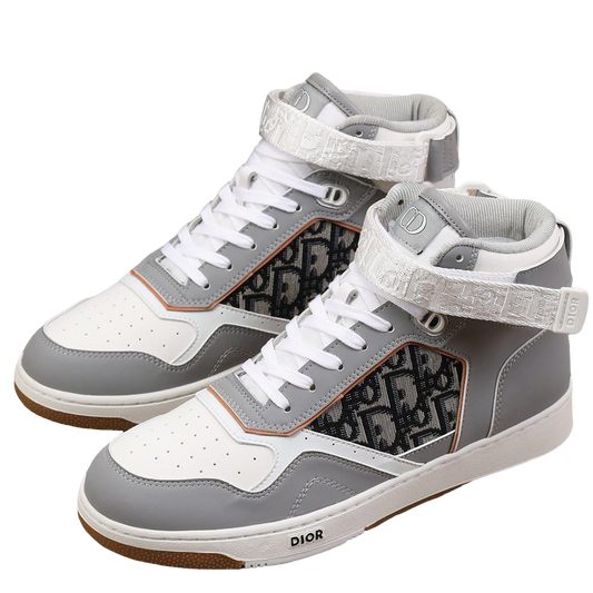 Dior Men's High Top Sneakers with Oblique Pattern and Adjustable Strap