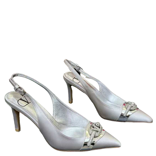 Valentino Women's Pointed Toe Bow High Heels Luxury Patent Leather Pumps
