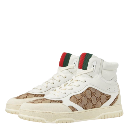 Gucci Unisex High-Top Sneakers With GG Monogram And Web Stripes