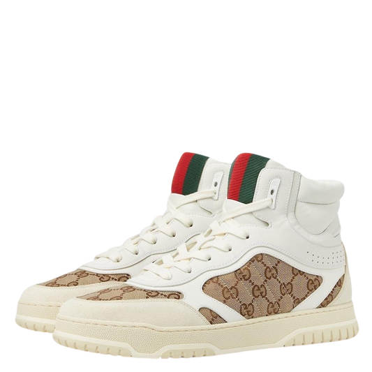 Gucci Unisex High-Top Sneakers With GG Monogram And Web Stripes