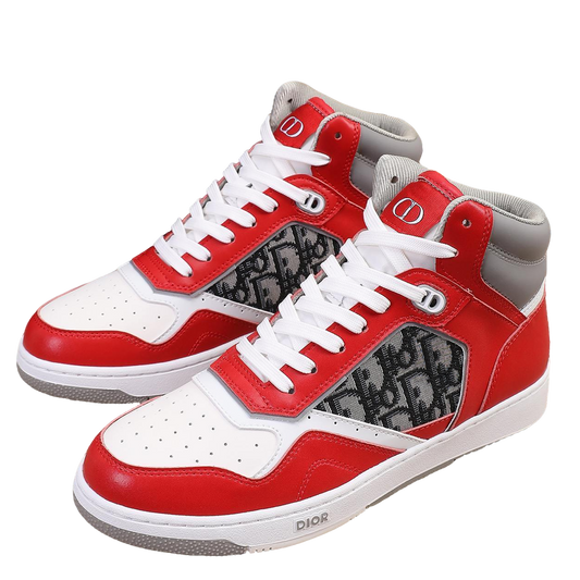 Dior Men's High Top Sneakers with Oblique Pattern and Adjustable Strap