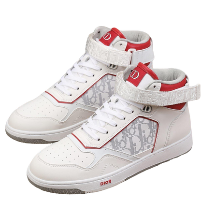 Dior Men's High Top Sneakers with Oblique Pattern and Adjustable Strap