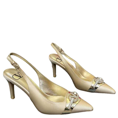Valentino Women's Pointed Toe Bow High Heels Luxury Patent Leather Pumps