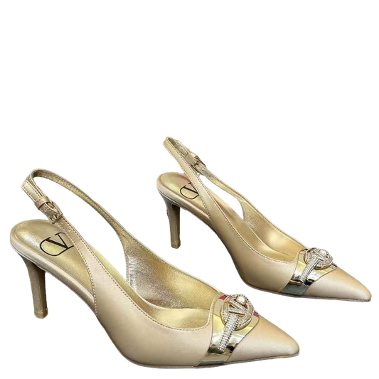 Valentino Women's Pointed Toe Bow High Heels Luxury Patent Leather Pumps