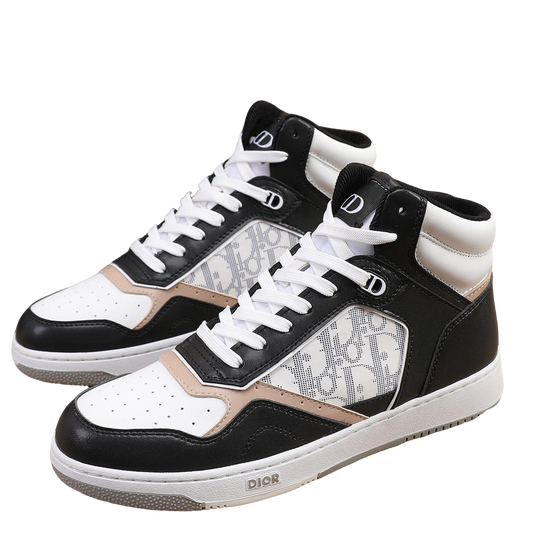 Dior Men's High Top Sneakers with Oblique Pattern and Adjustable Strap