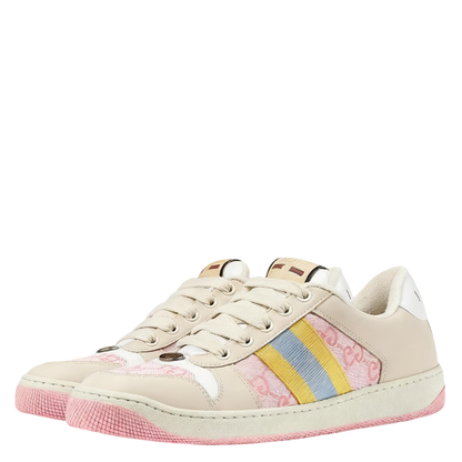 Gucci Unisex Sneakers With Pastel Stripes And GG Monogram Details