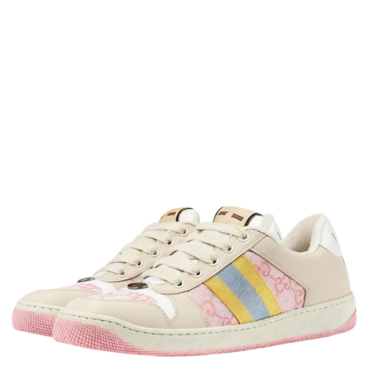 Gucci Unisex Sneakers With Pastel Stripes And GG Monogram Details