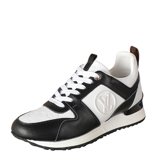 Louis Vuitton Women's Black and White Fashion Sneakers with Prominent Logo