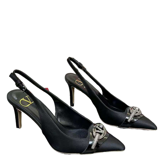 Valentino Women's Pointed Toe Bow High Heels Luxury Patent Leather Pumps