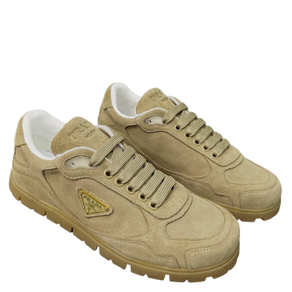 Prada Unisex Sneakers Triangle Logo Suede Luxury Sneakers