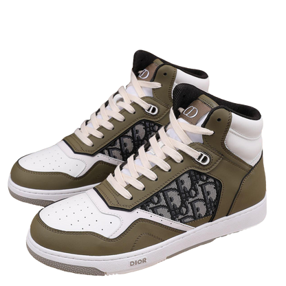 Dior Men's High Top Sneakers with Oblique Pattern and Adjustable Strap