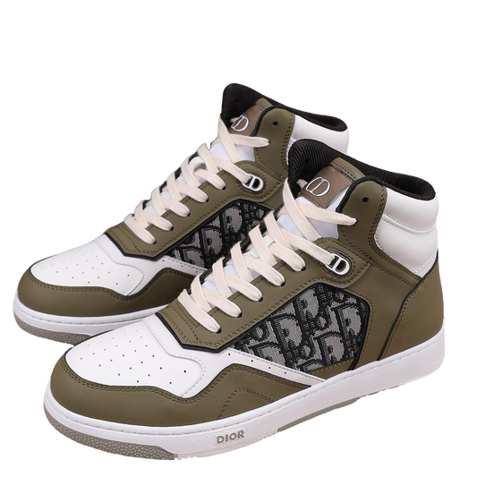 Dior Men's High Top Sneakers with Oblique Pattern and Adjustable Strap