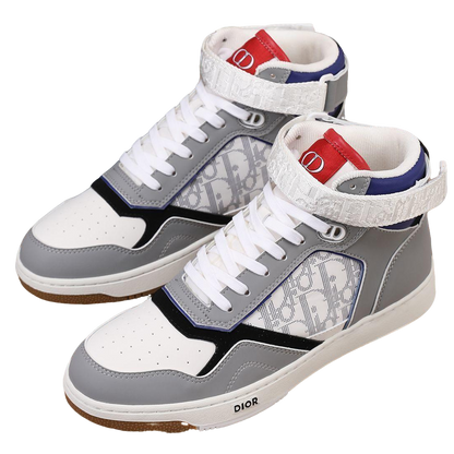 Dior Men's High Top Sneakers with Oblique Pattern and Adjustable Strap