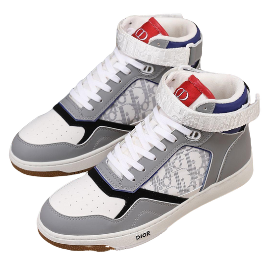 Dior Men's High Top Sneakers with Oblique Pattern and Adjustable Strap
