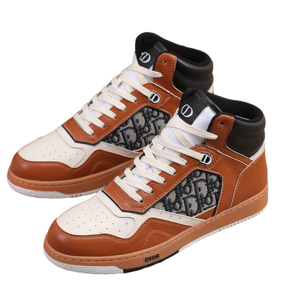 Dior Men's High Top Sneakers with Oblique Pattern and Adjustable Strap