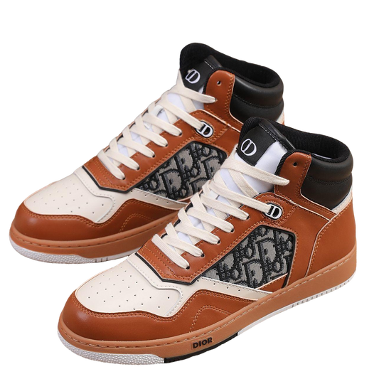 Dior Men's High Top Sneakers with Oblique Pattern and Adjustable Strap