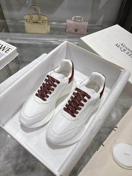 Stylish Alexander McQueen Oversized Sneakers White With Burgundy Accents For Fashion Lovers