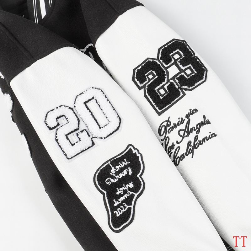 Amiri Black And White Varsity Jacket With Embroidered Graphics