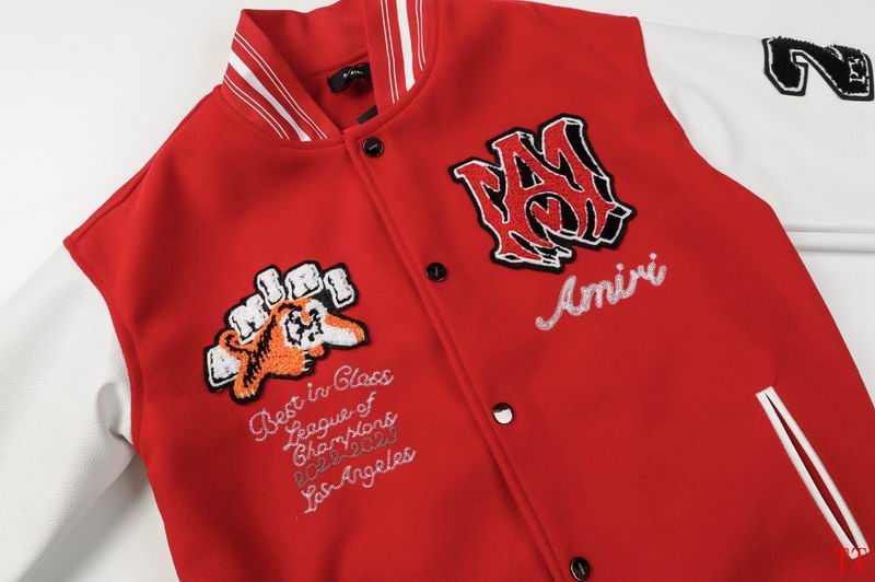 Amiri Red Varsity Jacket With Tiger And Embroidered Patches
