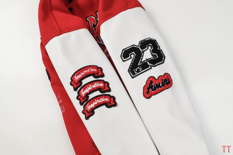 Amiri Red Varsity Jacket With Tiger And Embroidered Patches