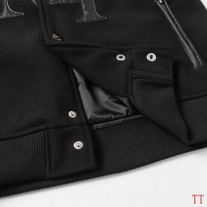 Amiri Black Varsity Jacket With Leather Sleeves And Logo