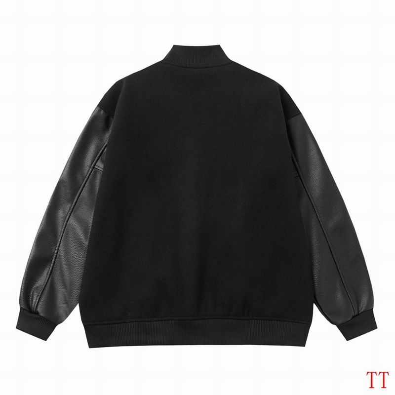 Amiri Black Varsity Jacket With Leather Sleeves And Logo