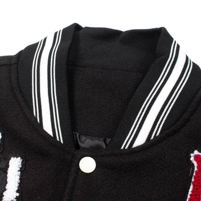 Amiri Black Varsity Jacket With Tiger Patch And Embroidery
