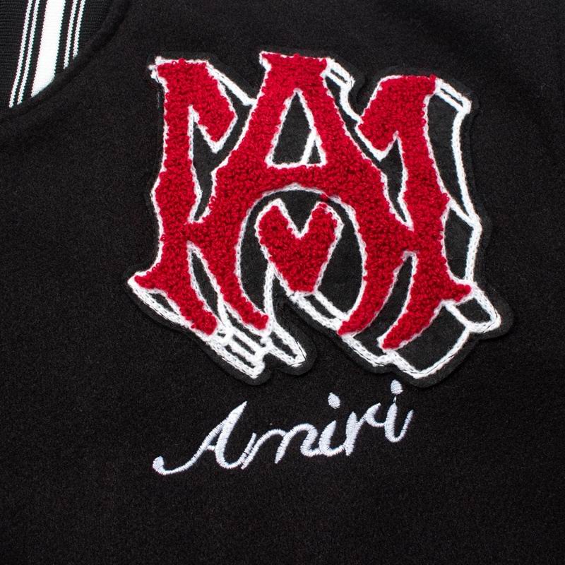 Amiri Black Varsity Jacket With Tiger Patch And Embroidery