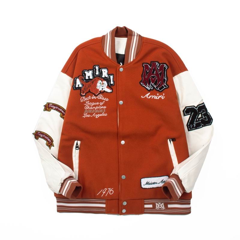 Amiri Black Varsity Jacket With Tiger Patch And Embroidery
