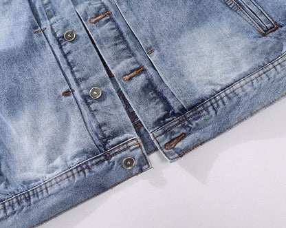 Amiri Light Blue Denim Jacket With Colorful Embroidered Badge