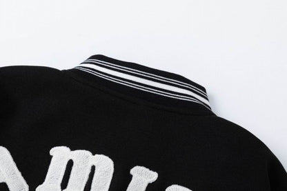 Amiri Black And White Varsity Jacket With Hollywood Embroidery